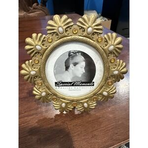 SPECIAL MOMENTS Rhinestone 6" Floral Design‎ FRAME Holds 3.5" Round Photo